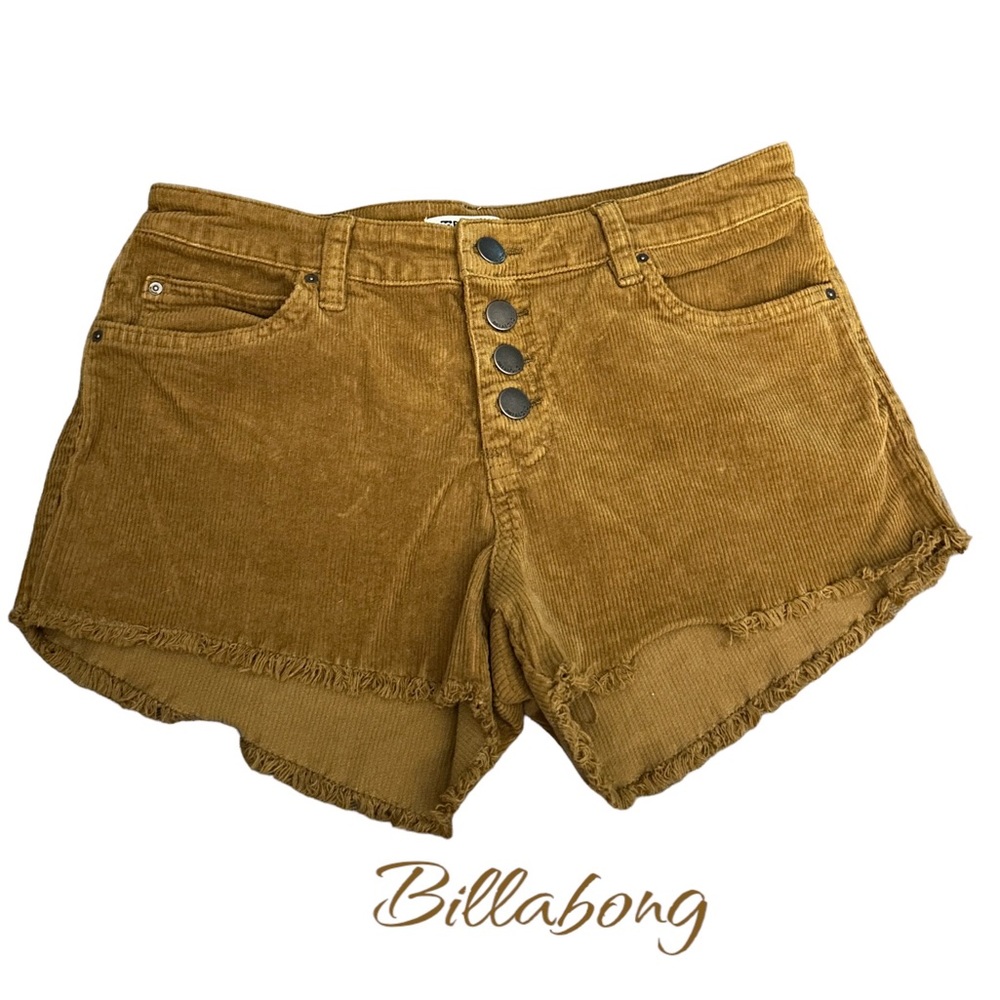 #9 Billabong Women’s Corduroy Shorts Frayed Cut Offs Button Fly Five Pocket